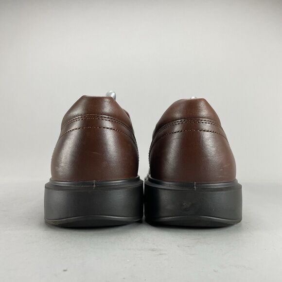 ECCO Helinski 2 Mens EU 44 US 10-10.5 Slip-on Brown Leather Dress Shoe Apron Toe - Picture 3 of 10